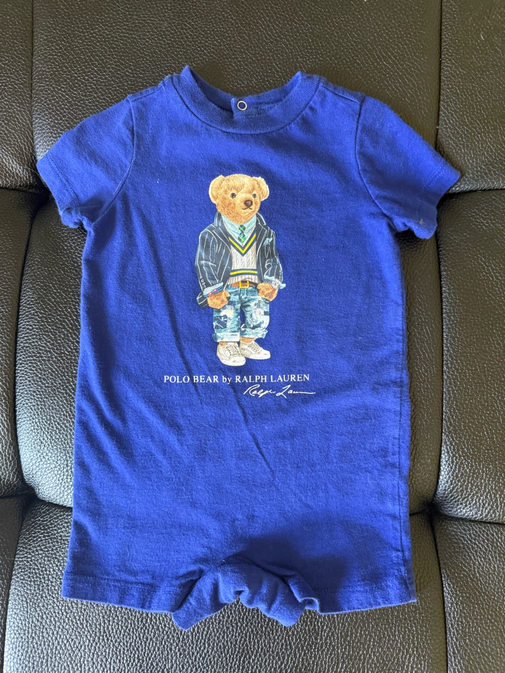 Ralph Lauren Polo Bear Blue onesie 6 months